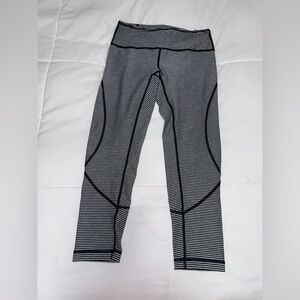 Zella Black & White Striped High-Waist Leggings